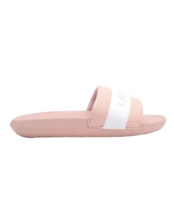 Flash Sale 😀 Lacoste Croco Synthetic And Textile Slides In Pink ⭐