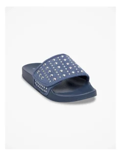 Coupon 😉 Taking Shape Bauble Velcro Pool Slide In Navy 👏 -Sandals Thongs Online Shop unnamed file 1206