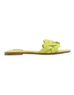 Outlet 👍 Nine West Grifa Flat 🩴 Sandal In Lime Green ❤️