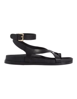 Cheapest 💯 French Connection Riva Leather 🩴 Sandal In Black 🧨