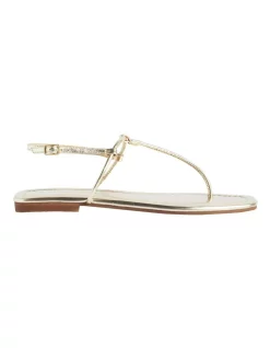 Coupon 🌟 French Connection Ellie Leather 🩴 Sandal In Gold 😍
