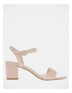 Deals ⌛ Basque Roma Leather Block Heel 🩴 Sandal In Beige 🎉