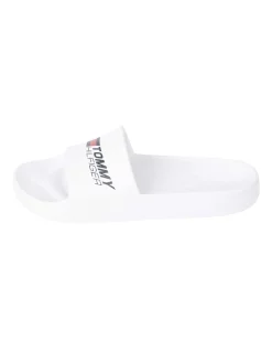 Cheap 😍 Tommy Hilfiger Sport Logo Slides In White 🛒