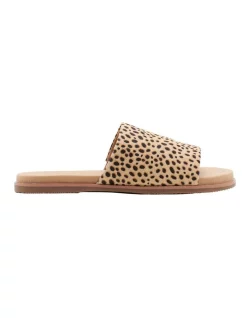 Best deal 🌟 Hush Puppies Paradise Tan Spotted Leopard Leather Slide 🔥
