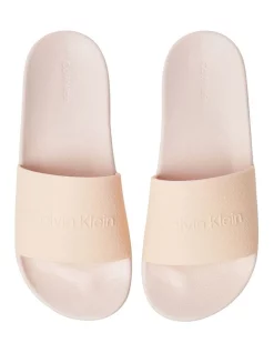 Outlet 🔔 Calvin Klein Textured Blush Logo Sliders In Pink Blush 🌟 -Sandals Thongs Online Shop unnamed file 932